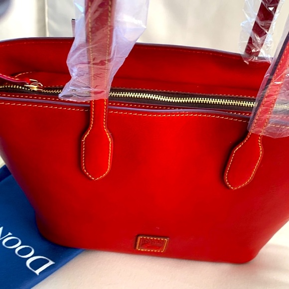 NWT Italian FLORENTINE Leather Dooney & Bourke Large Red Tote - Picture 4 of 12
